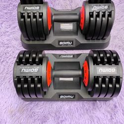 GOIMU  (PAIR OF) :  ADJUSTABLE DUMBBELLS : EACH ONES GOES UP TO 55 LBS.   =  110 lbs.  TOTAL 
