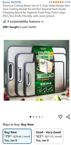 PP Cutting Board & Titanium Cutting Board Set of 3, Dual Sided Design Non Toxic Cutting Boards for kitchen Beyond Food-Grade Chopping Board for Hygien