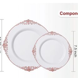 White and red premium disposable plates
