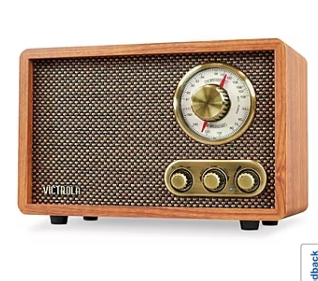 Victrola Willow Retro Wood Bluetooth FM/AM Radio with Rotary Dial