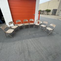 Set of 8 Folding Metal Chairs Very Used Condition