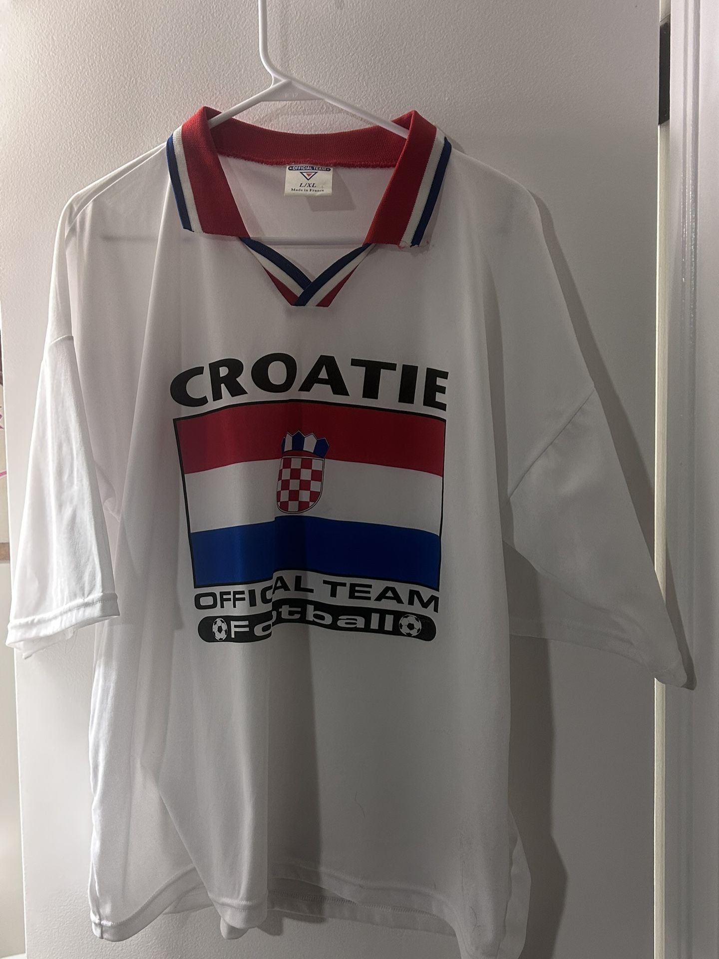 Vintage Croatie World Cup Soccer Jersey Men L/XL White GUC