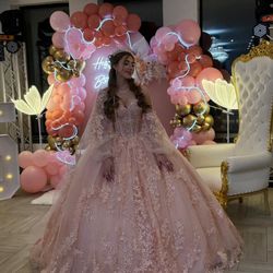 Vestido Rosado De Quinceañera 