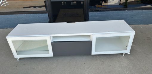 White wooden TV stand