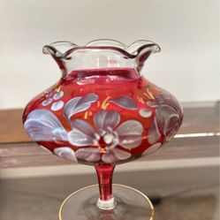 Czech Bohemian Red Glass Crystal Vase