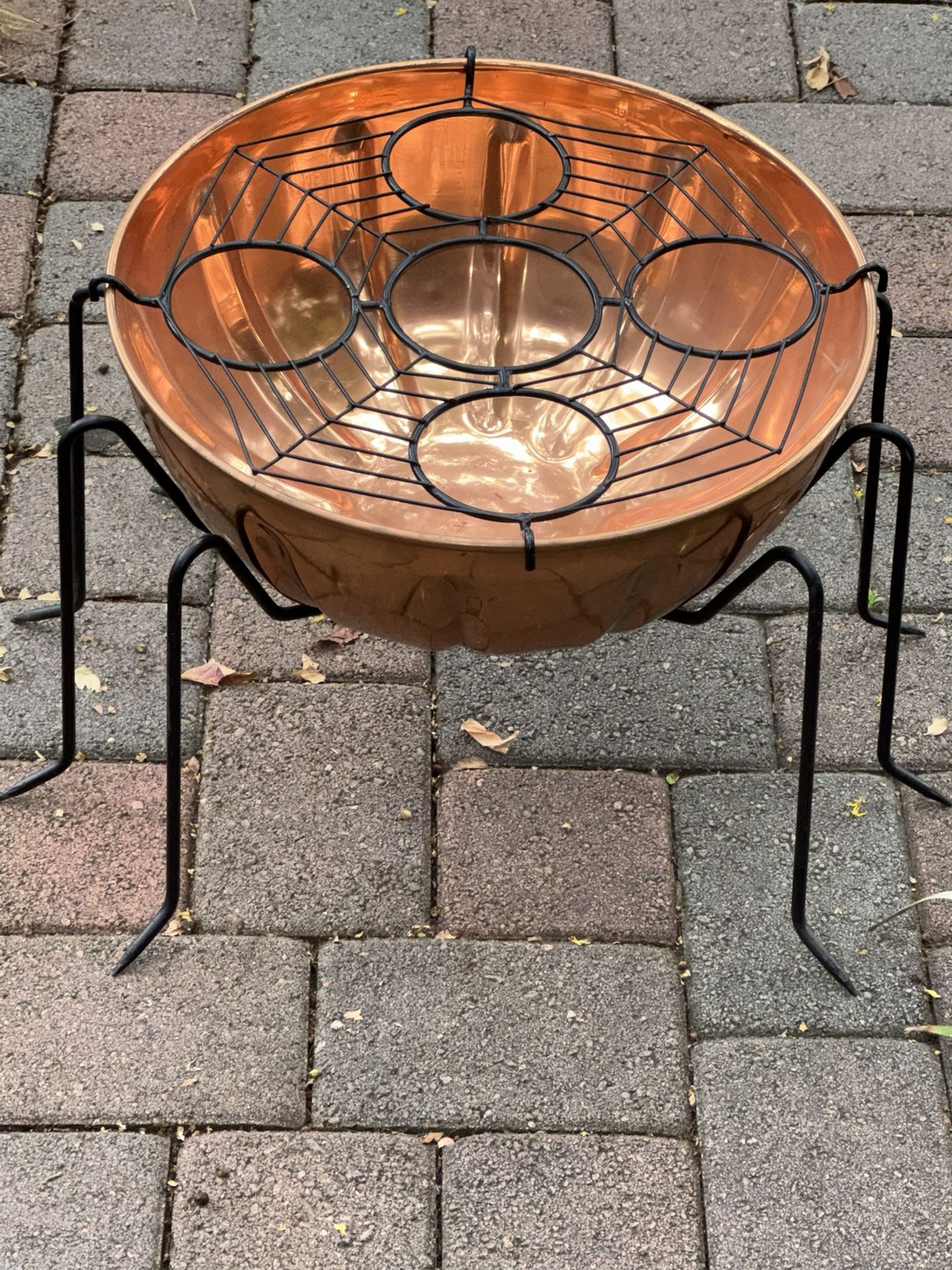 Copper Halloween Spider Punch Bowl Bottle Holder