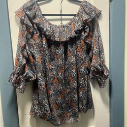 Women’s Romantic Paisley Blouse Sz XL