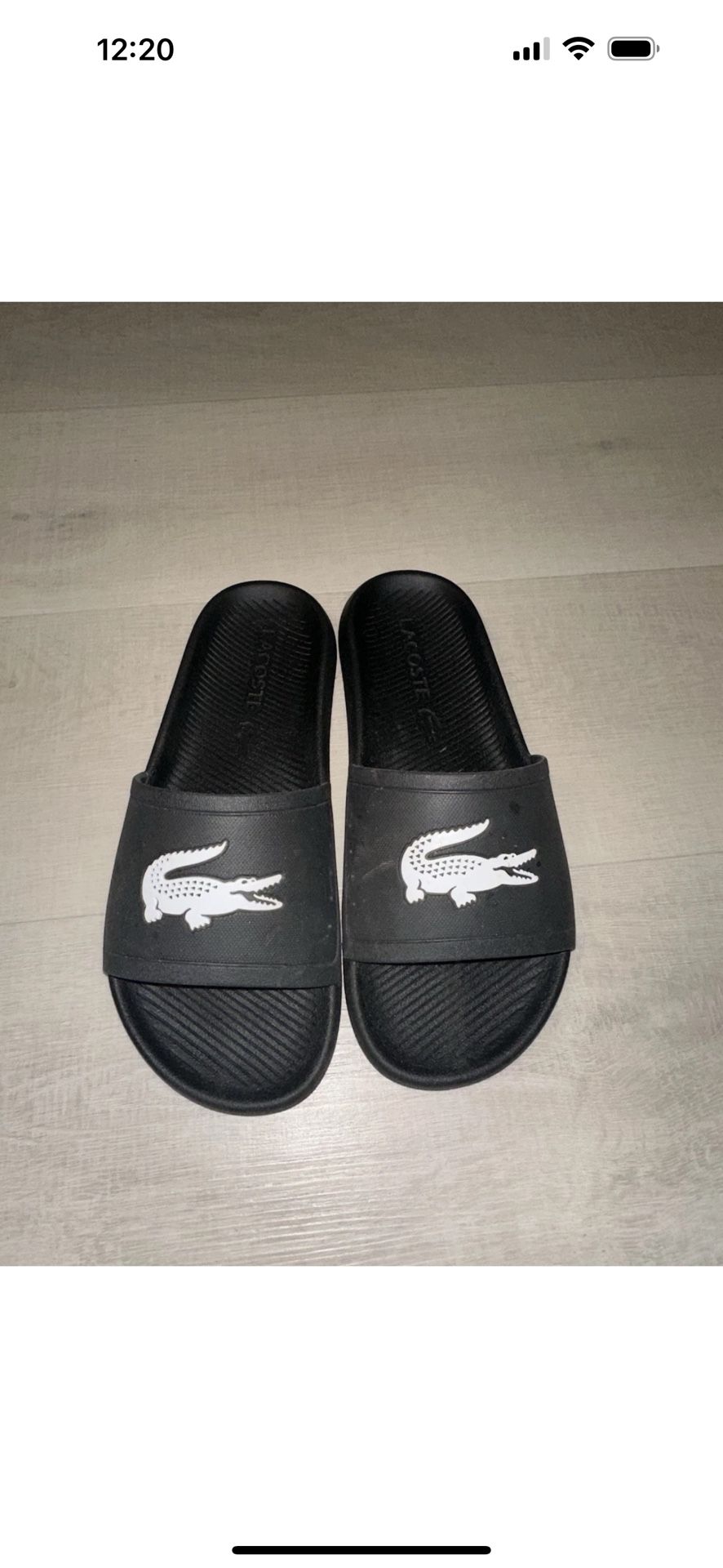 Lacoste Women’s Croco Slide Sandal - Black/White Size 9.