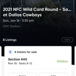 (4) San Francisco 49ers @ Dallas Cowboys Tickets Sec 445