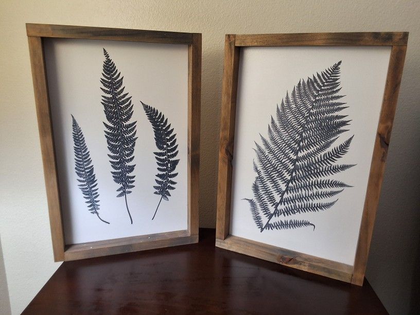 Set of 2 Shadow Box Leaf Wall Art – 18"x12"x1.25", Nature-Inspired Home Décor