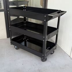 New In Box 30x16x31 Inch Tall 3 Tier Multipurpose Utility Tool Storage Rolling Cart For Garage Warehouse Cleaning Mechanic Shop 