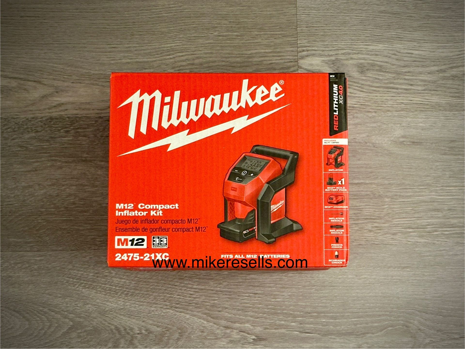 Milwaukee M12 Inflator Kit (2475-21XC) with 4.0 Battery