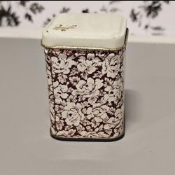 Vintage litho Tin floral Canister 2.5 inch tall