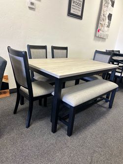 Dining set with 4 chairs and a bench