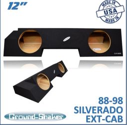 Black 12" Dual Sealed Sub Box, Fits 88-98 Chevy Silverado Ext-Cab