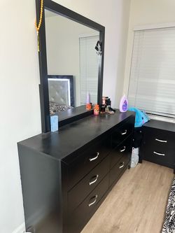 Bedroom set two side tables and one dresser