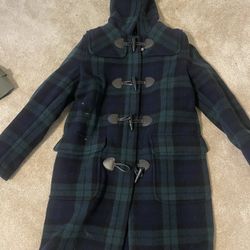 ‏Brooks Brothers Women’s Duffle Coat – Black Watch Tartan – Size 4 – Made in England
