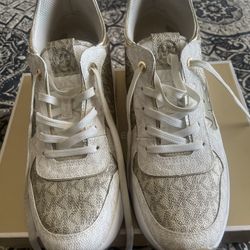Micheal Kors Gold and White Sneakers
