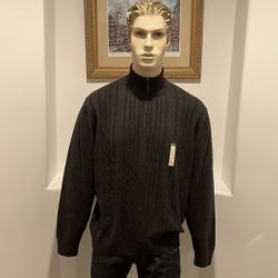 Haggar 1/4 Zip Men’s Long Sleeve Sweater  Black Size XL