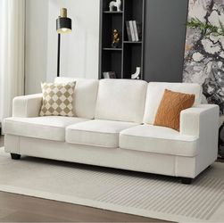 White Boucle 3-Seat Sofa