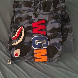Blue bape hoodie size small
