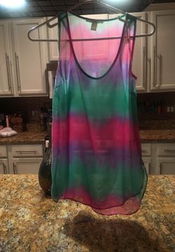 Sheer mermaid tank tunic top