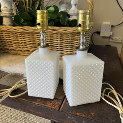 Vintage Milk Glass Lamp Set