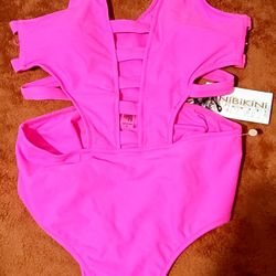 Hot Pink Monokini Bathing Suit Size Large 