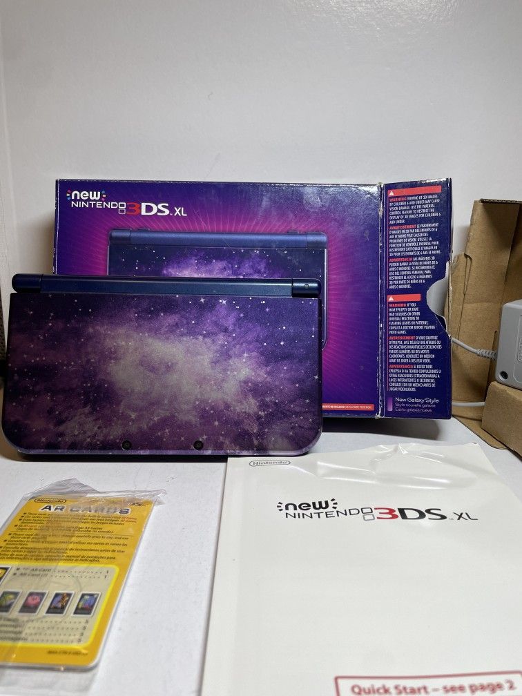 Nintendo New 3DS XL Galaxy Edition System in Box w/Charger Cards No Stylus CIB