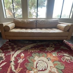 Brown leather couch