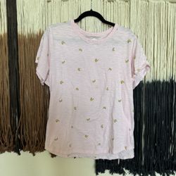 Pastel pink Old Navy banana print t-shirt; good condition