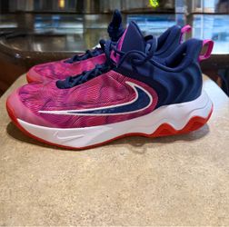 Nike Youth Girls and Boys Athletic Shoes Pink Blue Nike Basketball Sneakers Pink Navy Low-Top
