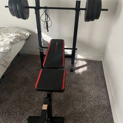 CAP Strength Adjustable Standard Combo Weight Bench with Rack and Leg Extension and 90 lb. Vinyl Weight Set