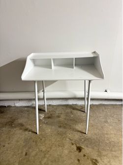 ONLY $5! White Mid-Century Modern Writing Desk with Cubbies -