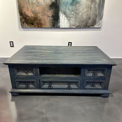 Rustic Solid Oak Wood Coffee Table 