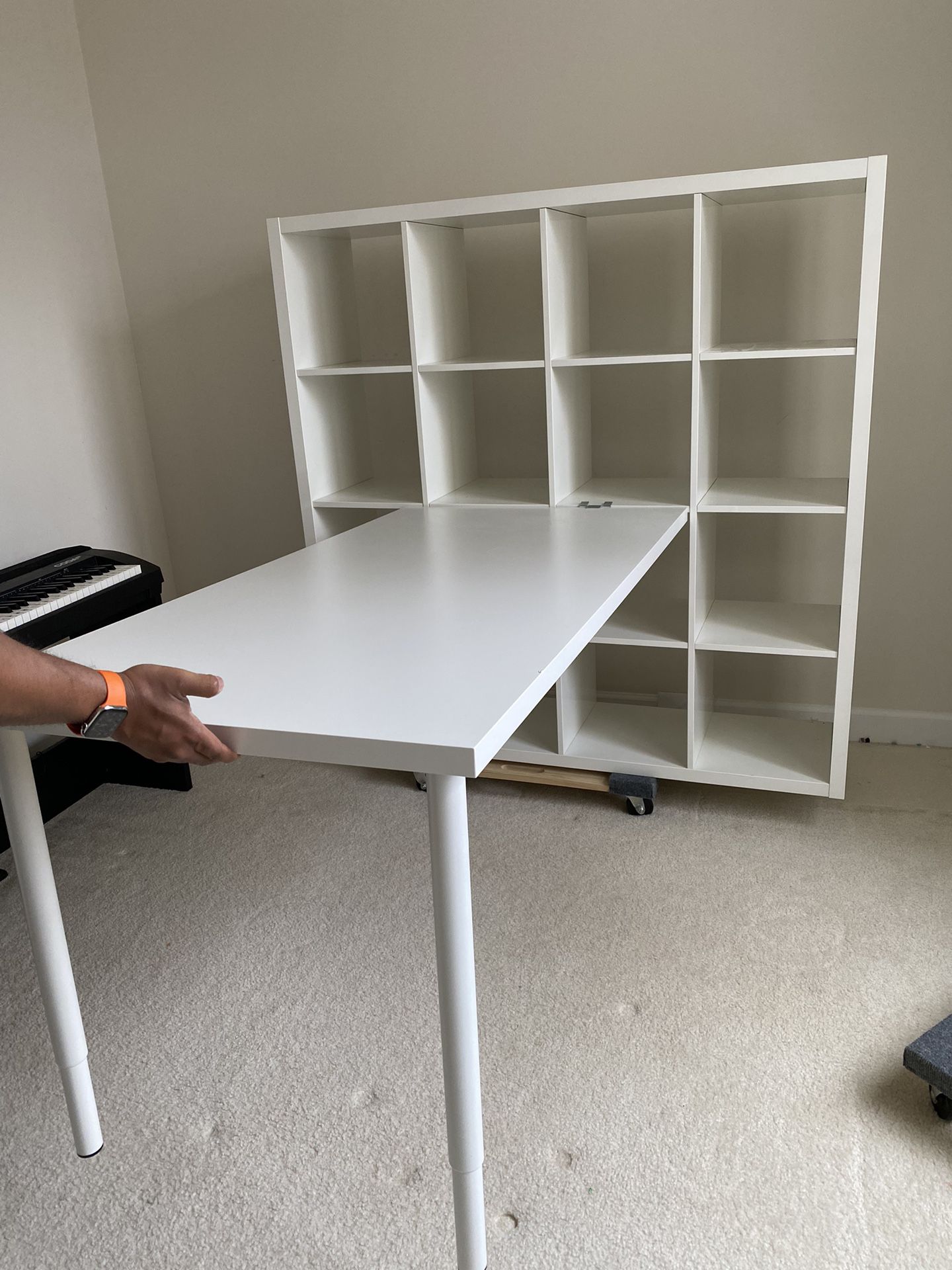 White Book Shelf And Table