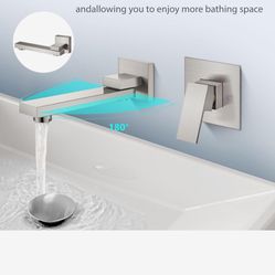 Wall Mount Bathroom Faucet Wall Mounted Bathtub Faucet Single Handle Tub Filler with Rotating Spout Brass Rough-in Valve Included A32 N $40