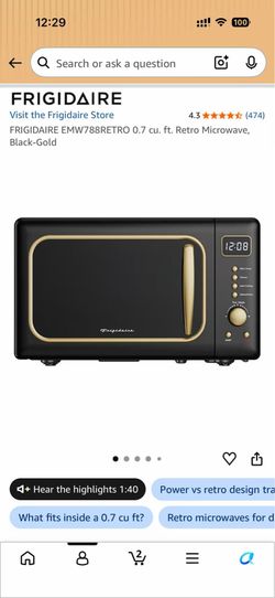 FRIGIDAIRE EMW788RETRO 0.7 cu. ft. Retro Microwave, BlackGold