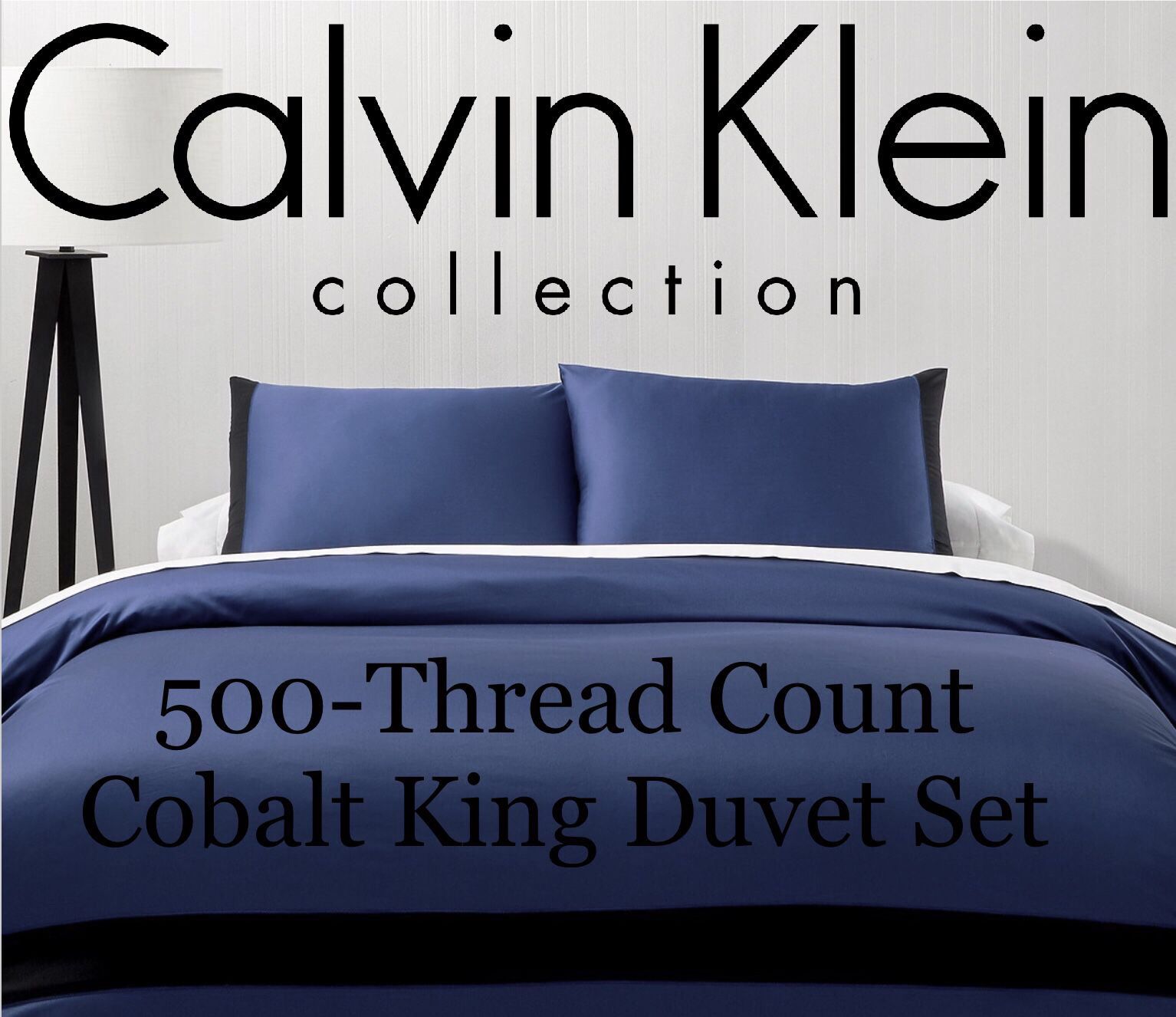 Calvin Klein Joan Cotton 500-TC Cobalt Duvet Cover Set|King