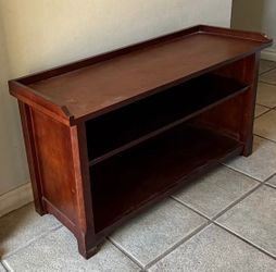Red storage wood bench