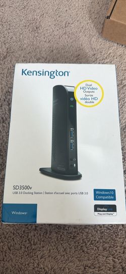 Kensington SD3500v USB 3.0 Docking Station. Has dual HD video outputs and 6 USB ports, including USB 3.0 and USB 2.0. Also has Gigabit Ethernet and un