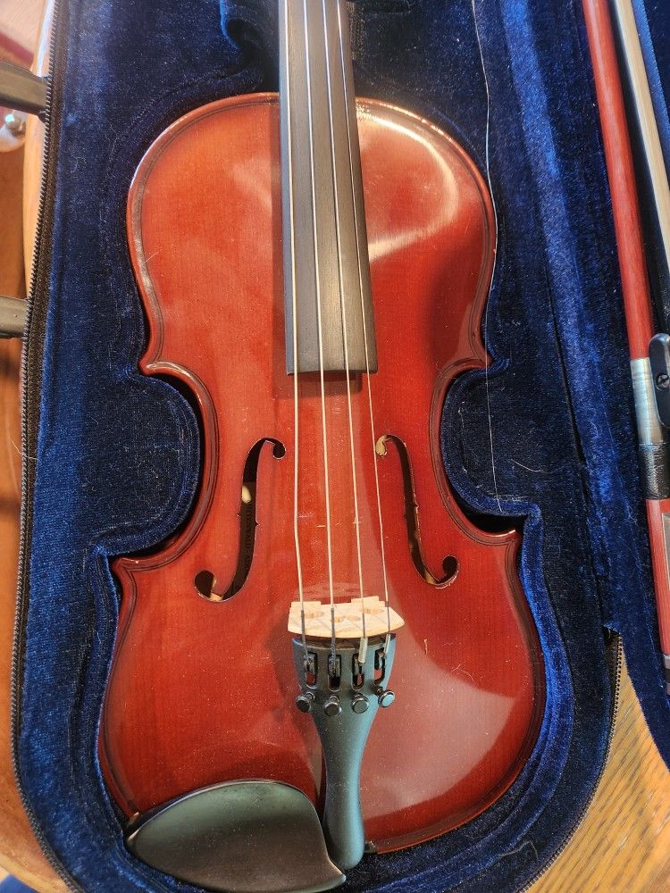 Violin With Bow And Velvet Case 19x7