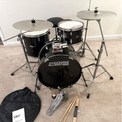 In Upland 91784. Complete mixed 4 piece drum set TAMA 12” tom PDP 805 snare Speedfire 22 bass 16” floor new quiet cymbals stands throne pearl pedal $2