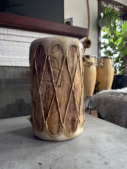 Native American Handmade Pueblo Drum (Cottonwood & Elk Hide)