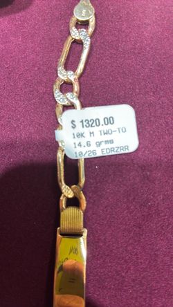 10K Two-Tone Gold Figaro Chain Bracelet