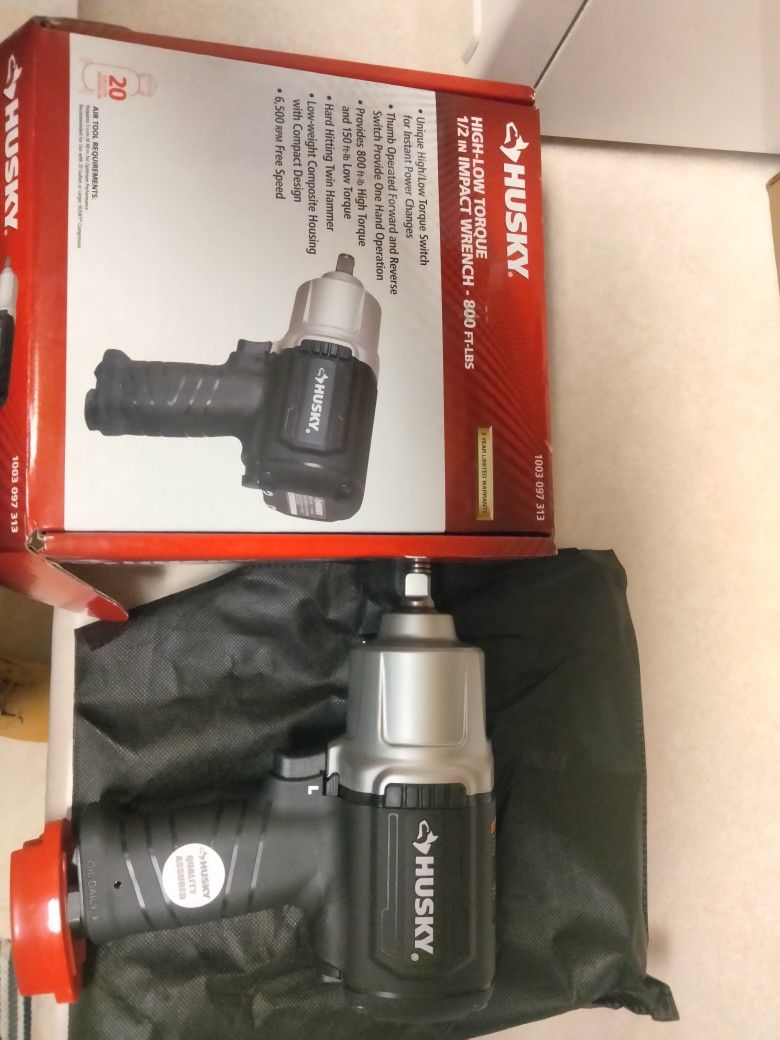 Husky High Low Torque 1/2 Impact Wrench 800 Ft Lbs