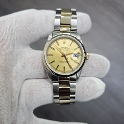 1984 Rolex Datejust Steel & 18k Gold “Ford” Oyster 36mm Automatic Watch 1603