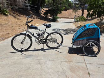 Motorized Kent Cruiser Bicycle + Prophete 2-Seat Bike Trailer/Stroller – Runs Great