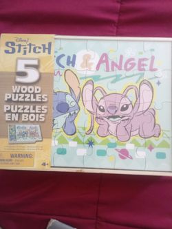 Disney Stitch 5 Wood Puzzles Set