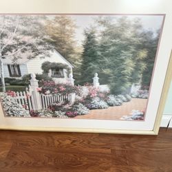 ✨ Large eeFramed Art – Charming English Cottage & Garden Scene